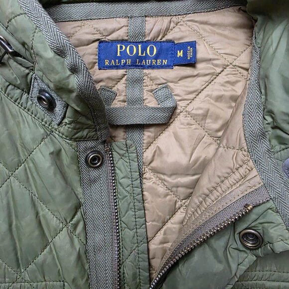 Polo Ralph Lauren Quilted Field Jacket Men’s Medium Olive Green Military Style - Picture 6 of 7